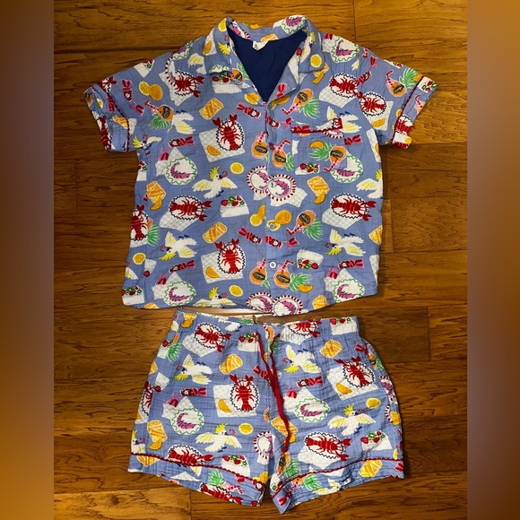 Cotton On Blue Lobster Print Pajama Set - Picture 1 of 6